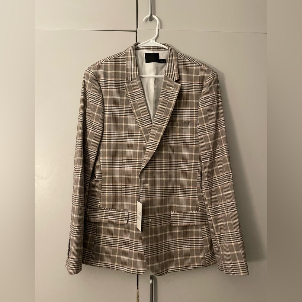 Men’s ASOS grey plaid blazer NEVER WORN w tag